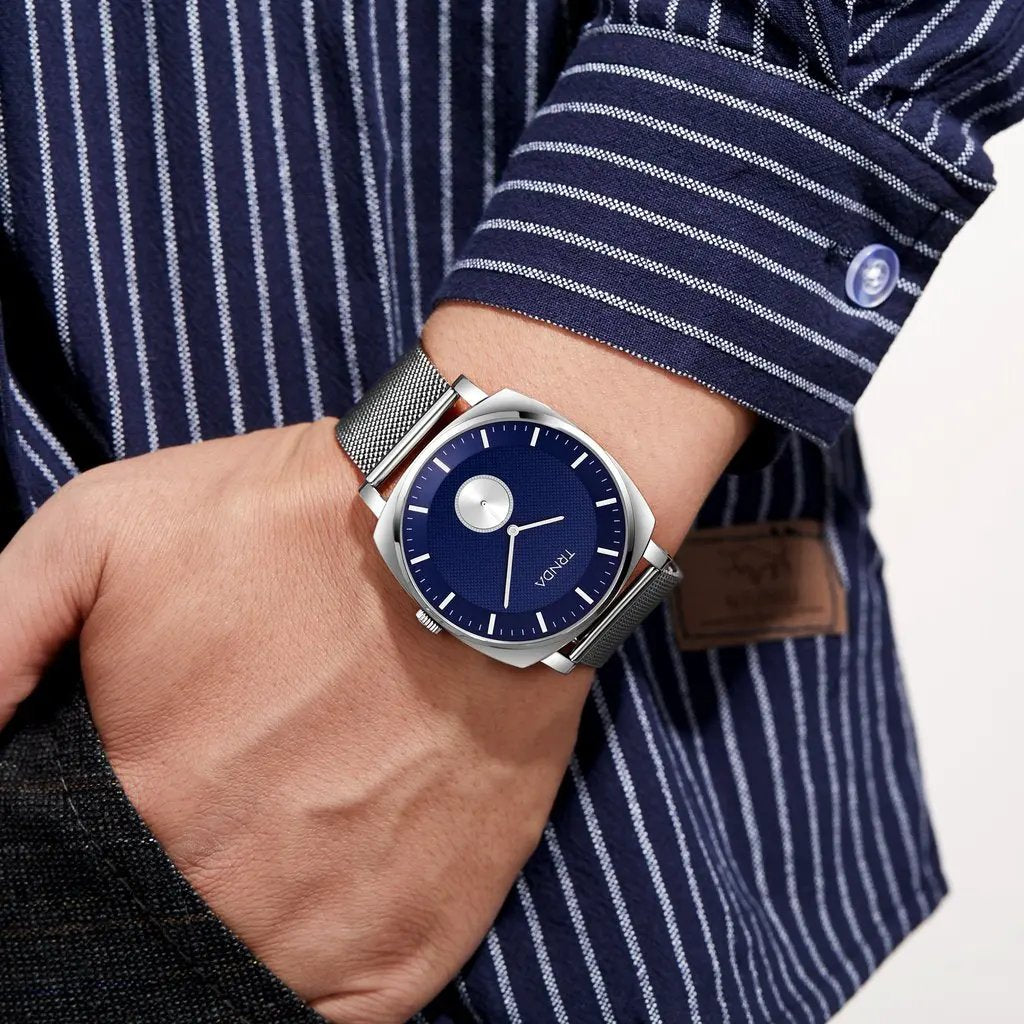 Trnda Men's Stainless Steel Watch, Blue Dial | Trn-Sq45-Sl by TRNDA