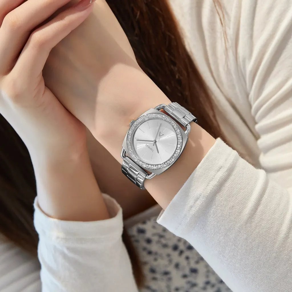 Trnda Women's Silver Stainless Steel Watch, Unique Dial | Trn35ss by TRNDA