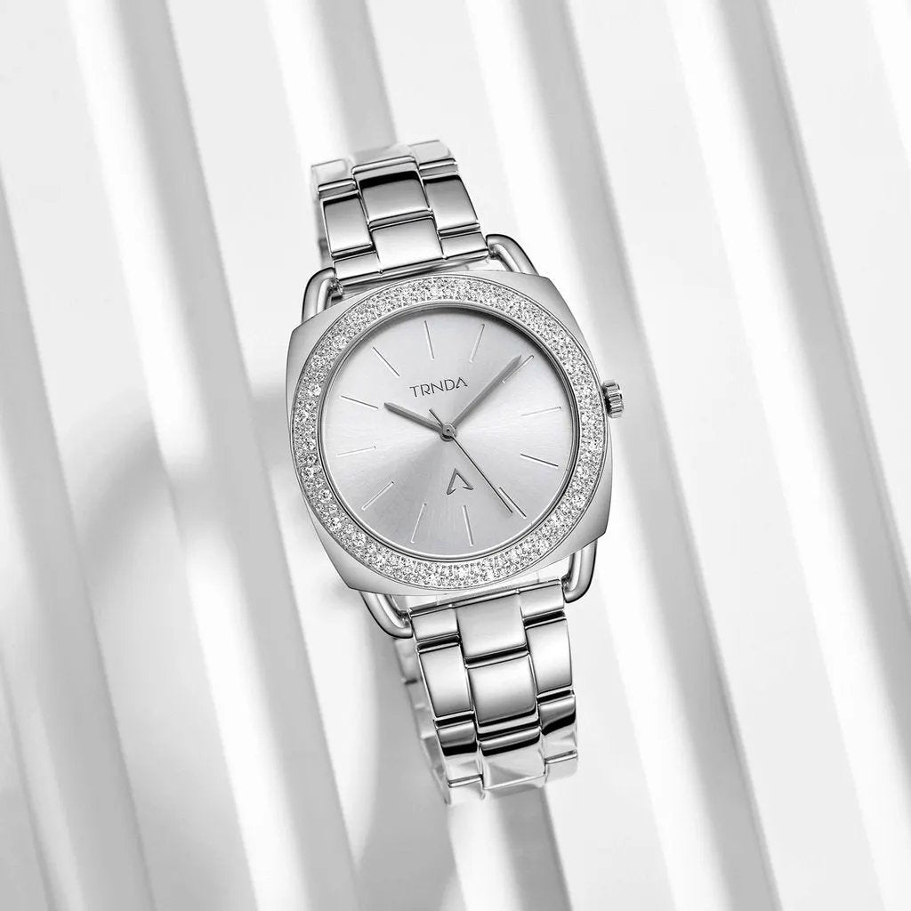 Trnda Women's Silver Stainless Steel Watch, Unique Dial | Trn35ss by TRNDA