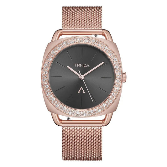Trnda Women's Rose Gold Stainless Steel Watch, Black Dial | Trn-35.8-Rg by TRNDA