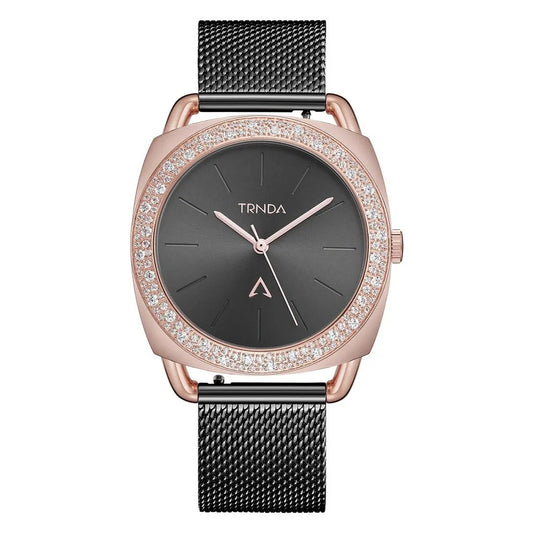 Trnda Women's Rose Gold Watch, Black Dial | Trnda-Rg35.8 by TRNDA