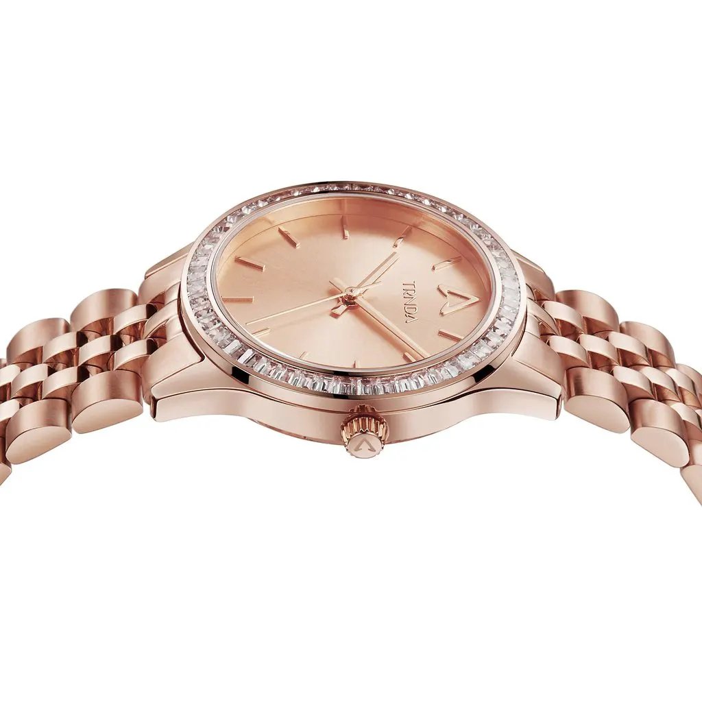Trnda Women's Rose Gold Stainless Steel Watch, Round Dial | Tr32rg by TRNDA