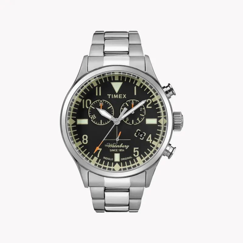 Timex Men's Silver Stainless Steel Watch, Black Dial | Tw2r24900 by TIMEX