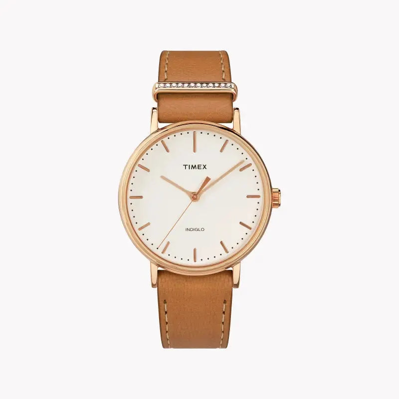Timex Women's Tan Leather Watch, Off White Dial | Tw2r70200 by TIMEX