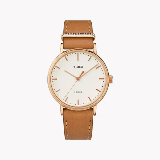 Timex Women's Tan Leather Watch, Off White Dial | Tw2r70200 by TIMEX