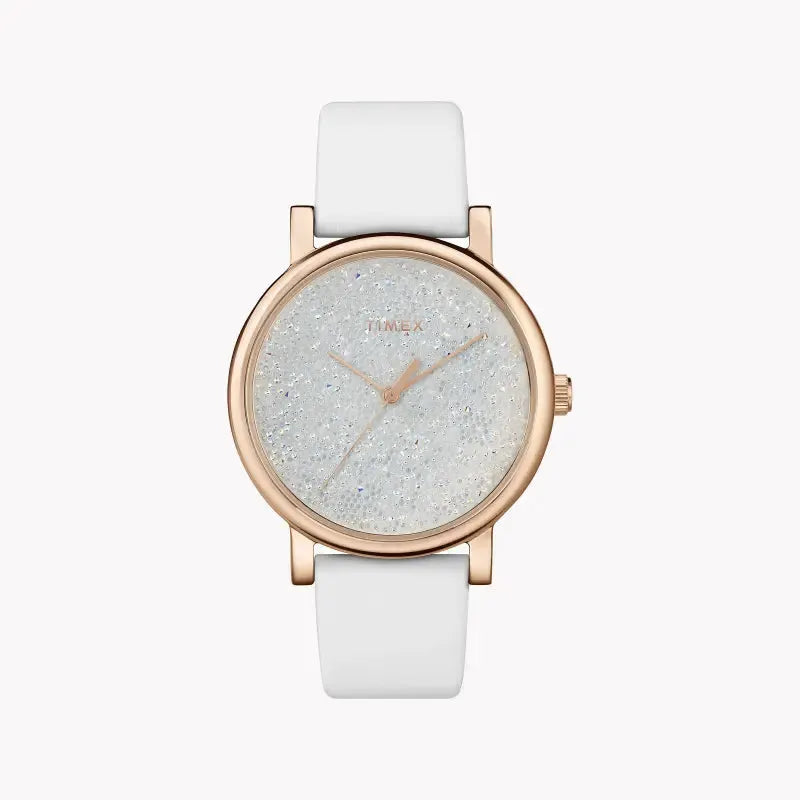 Timex Women's White Leather Watch, Rose Gold Case | Tw2r95000 by TIMEX