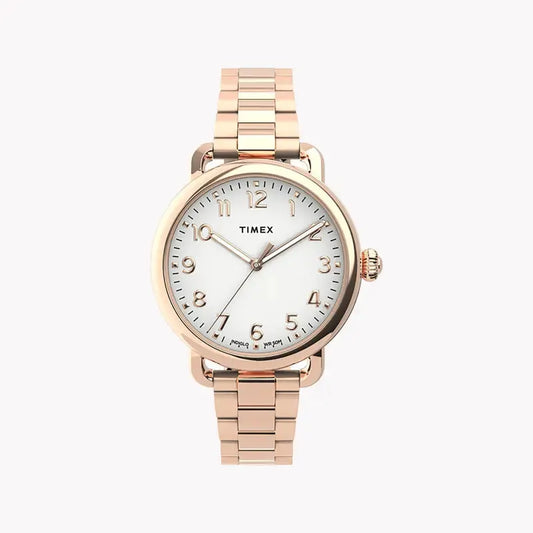 Timex Women's Rose Gold Stainless Steel Watch, Silver Dial | Tw2u14000 by TIMEX