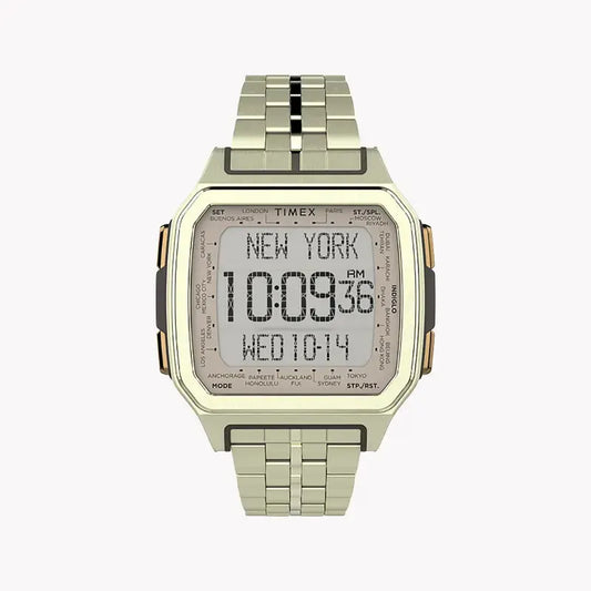 Timex Men's Gold Stainless Steel Watch, Digital Dial | Tw2u17100 by TIMEX