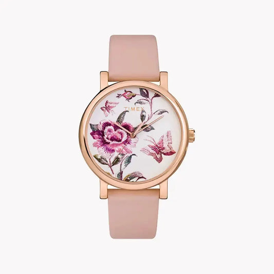 Timex Women's Pink Leather Watch, Pink Dial | Tw2u19300 by TIMEX