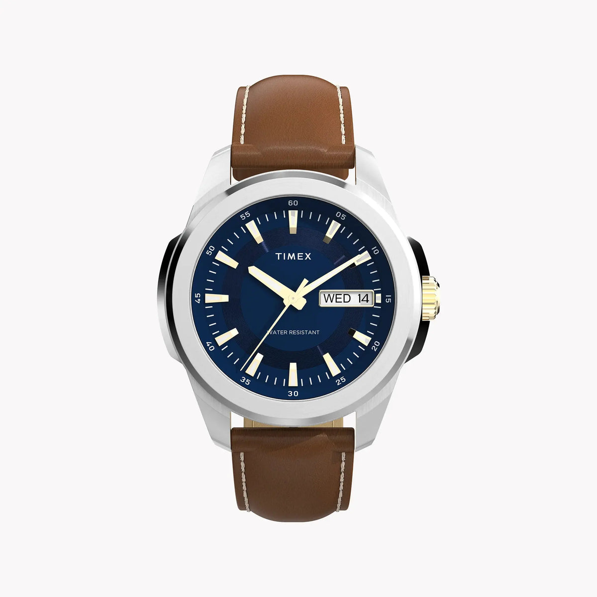Essex 3-Hand Strap Blue Dial Brown Leather Watch | TW2Y38100 by TIMEX