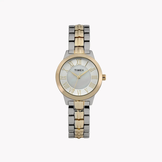 Women's Two Tone Case & Bracelet with Silver Mother of Pearl Dial | TW2Y38300 by TIMEX