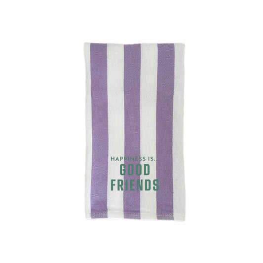 Tea/Hand Towel Good Friends, Striped Lilac with spruce by Family & Friends Collection