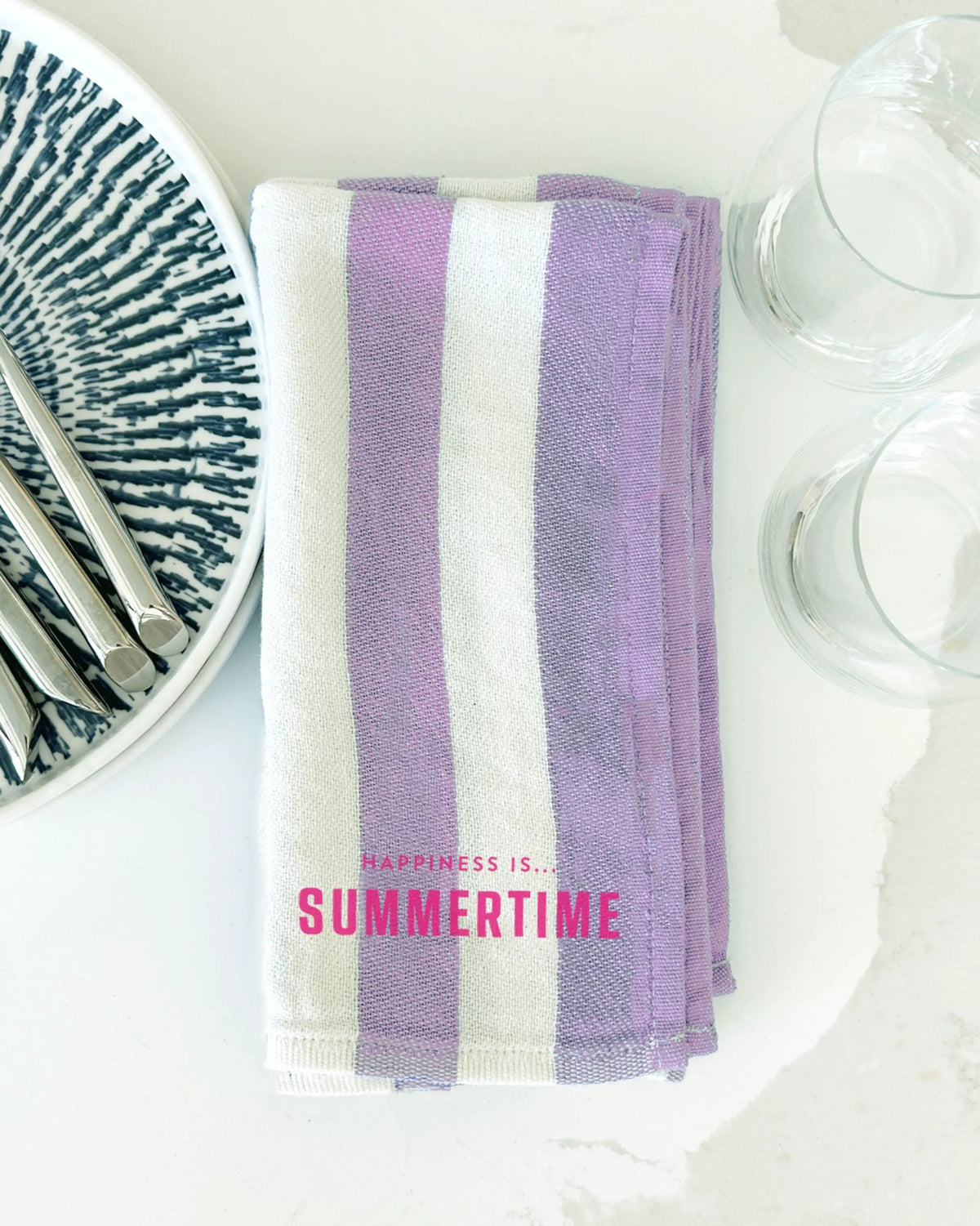 Custom Napkin, Striped Lilac by Cottage Collection