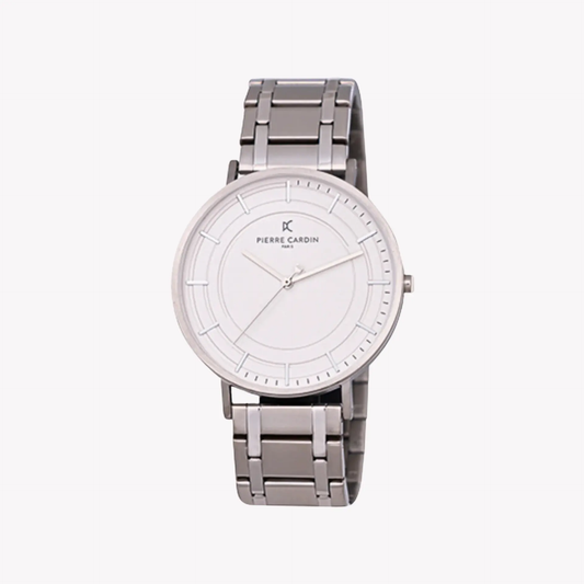 Pierre Cardin Men's Silver Metal Watch, White Dial | Cbn.3038 by PIERRE CARDIN