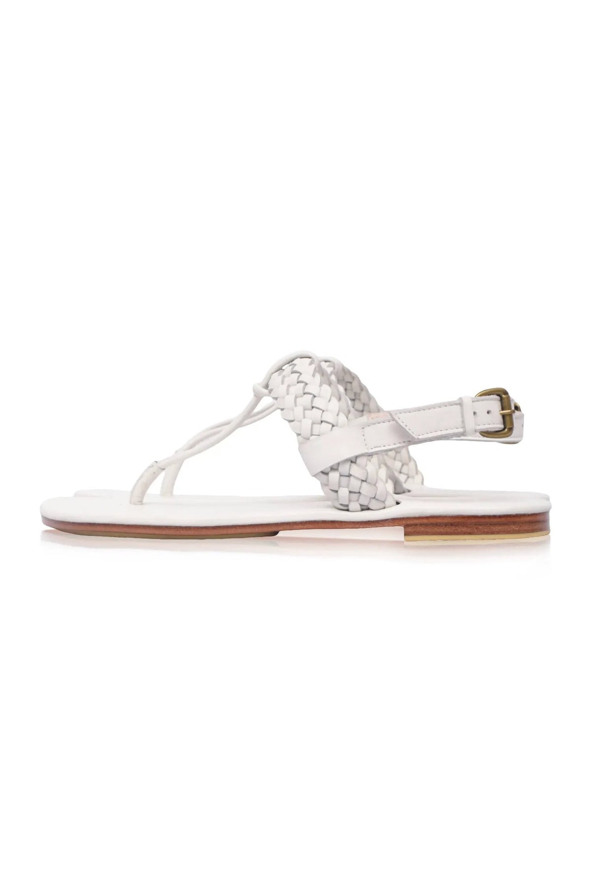 Venetian Braided T-Strap Leather Sandals by ELF