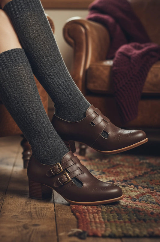 Vienna Low Heel Leather Booties by ELF