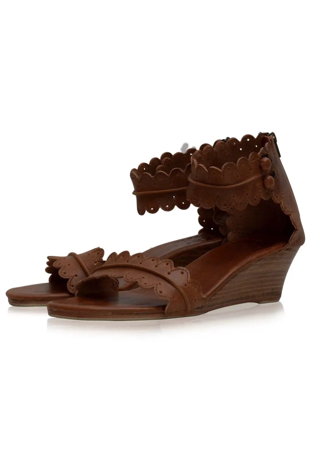 Magdalena Wooden Wedge Sandals by ELF