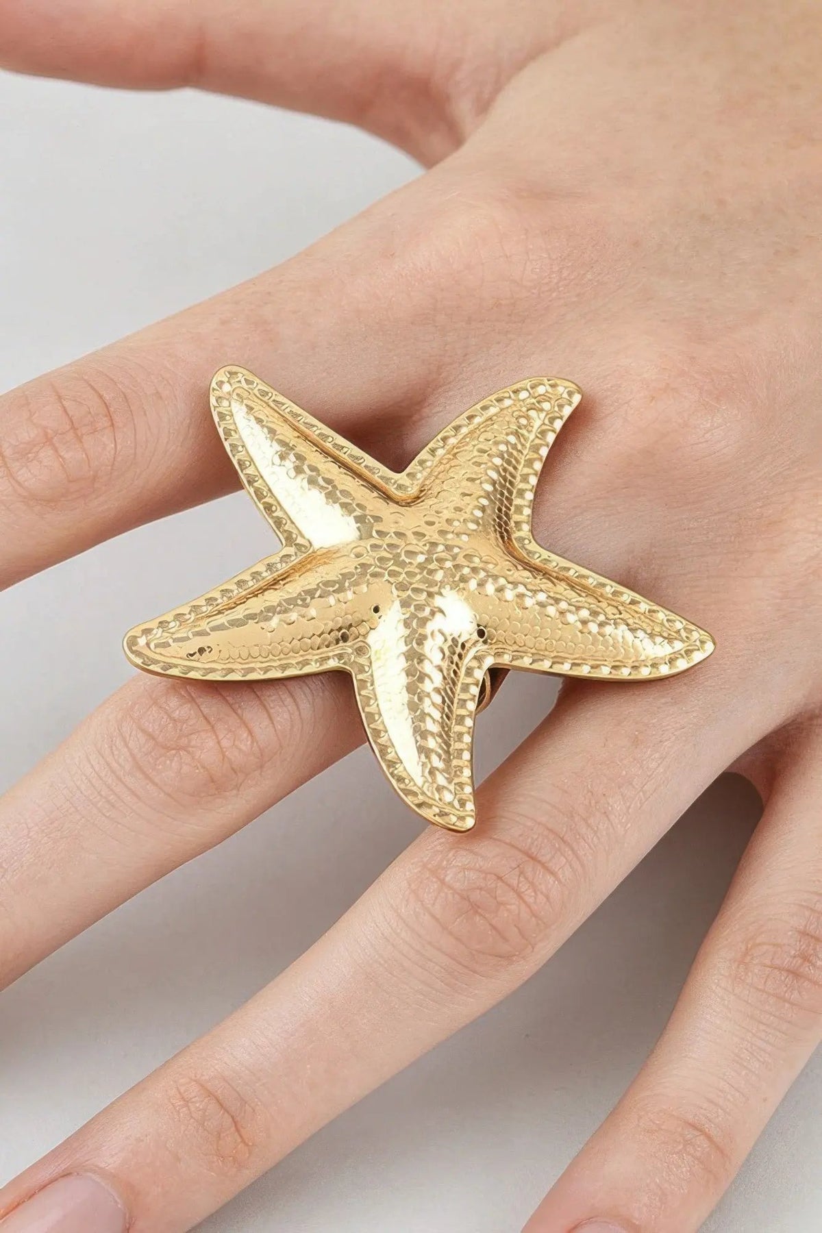 Women's Statement Ring Hammered Scale Starfish BYMANYC ® New York TEXTURED OCEANIC CELESTIAL BAND - New Collection by BYMANYC New York