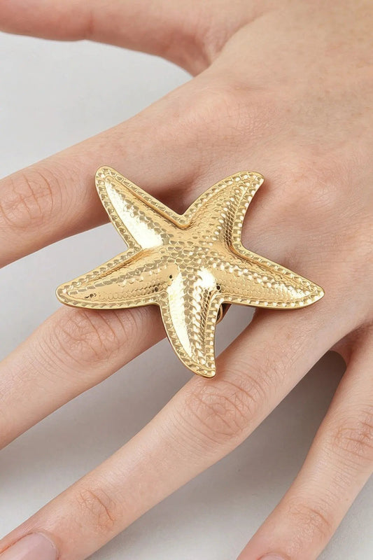 Women's Statement Ring Hammered Scale Starfish BYMANYC ® New York TEXTURED OCEANIC CELESTIAL BAND - New Collection by BYMANYC New York