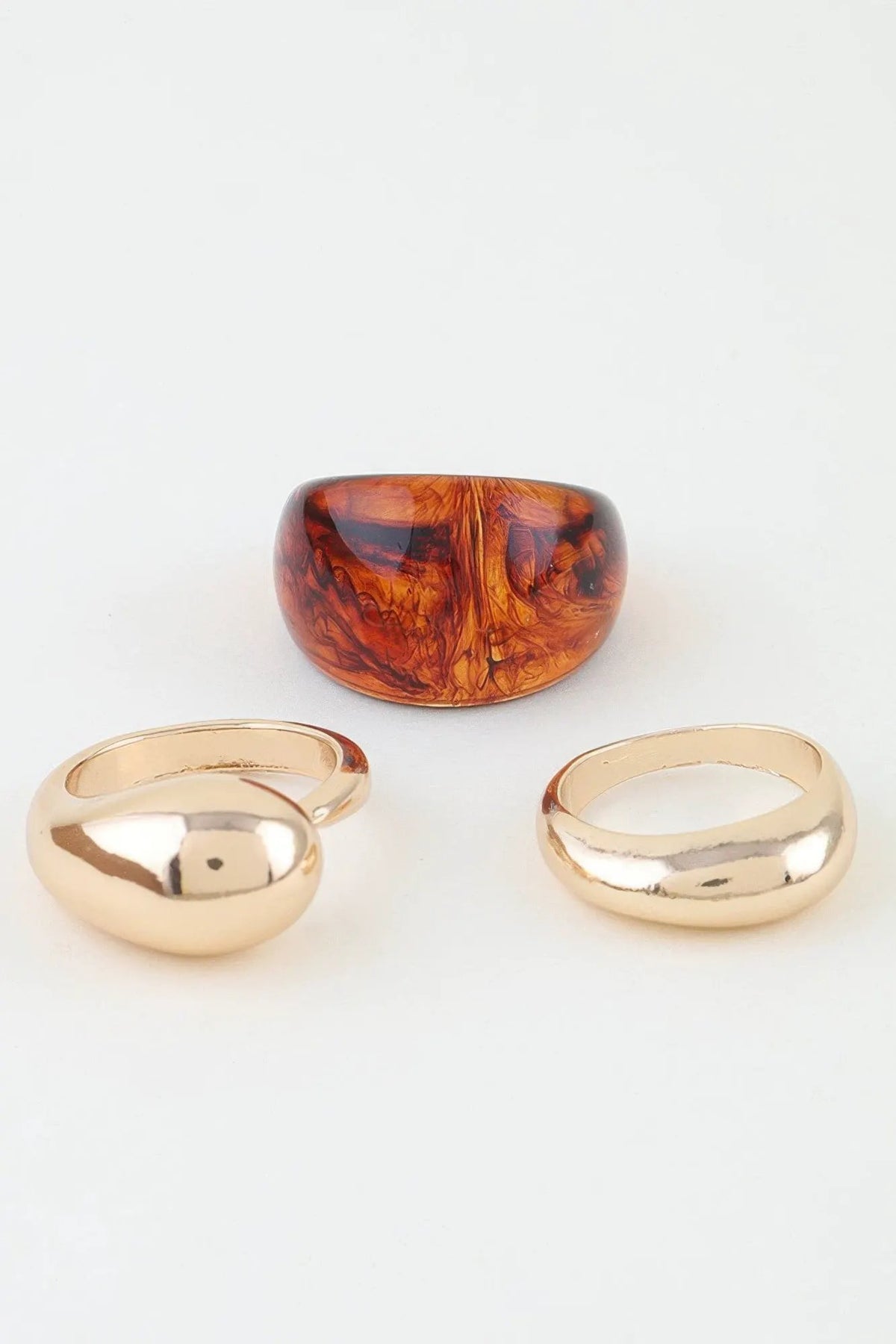 Women's Ring Set Modern Polished Marble Stone BYMANYC ® New York SCULPTURAL GEOMETRIC STACKABLE RINGS - New Collection by BYMANYC New York