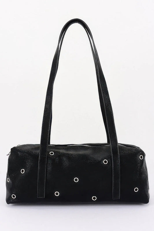 Women's Shoulder Bag Vegan Leather Eyelet Studded Rectangular BYMANYC ® New York CONTEMPORARY HARDWARE STRUCTURED PURSE - New Collection by BYMANYC New York