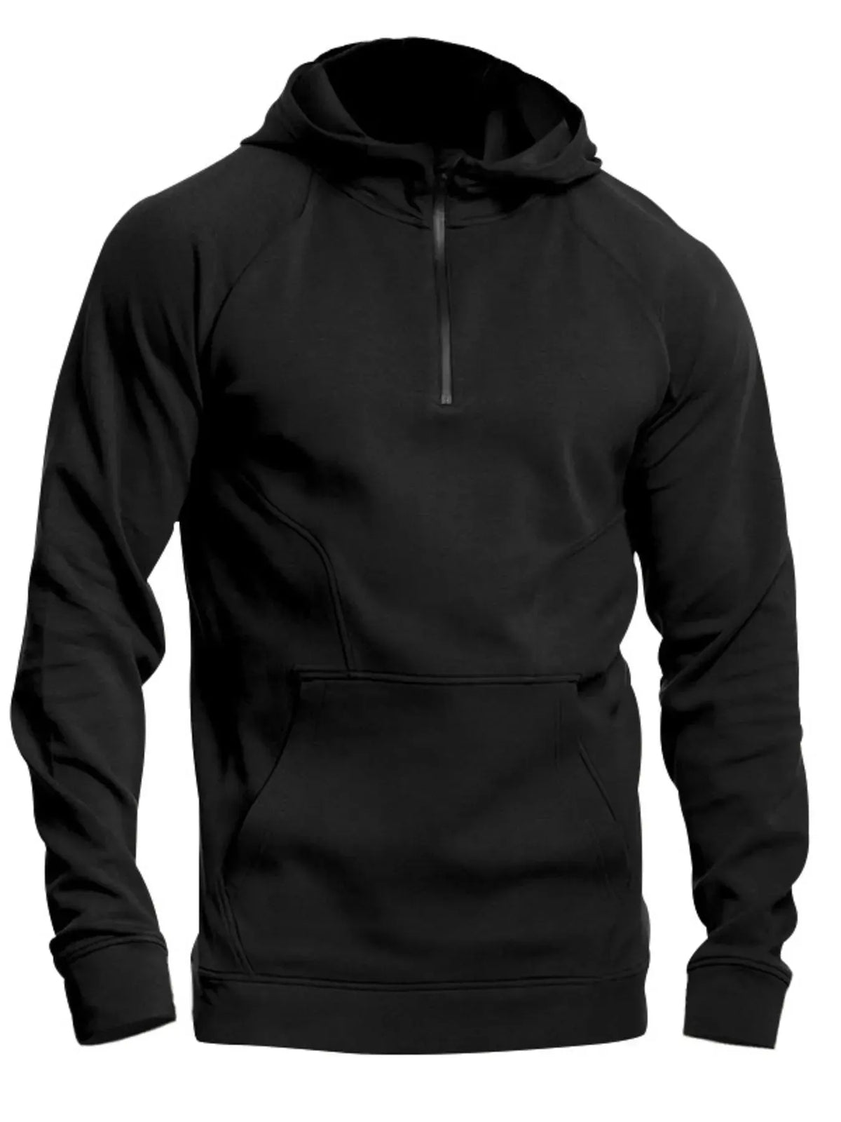 Men's Full Size Quarter Zip Long Sleeve Hoodie Plus Size by Trendsi