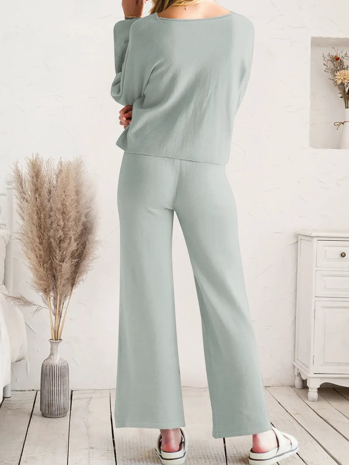 Long Sleeve Lounge Top and Drawstring Pants Set by Partner Label