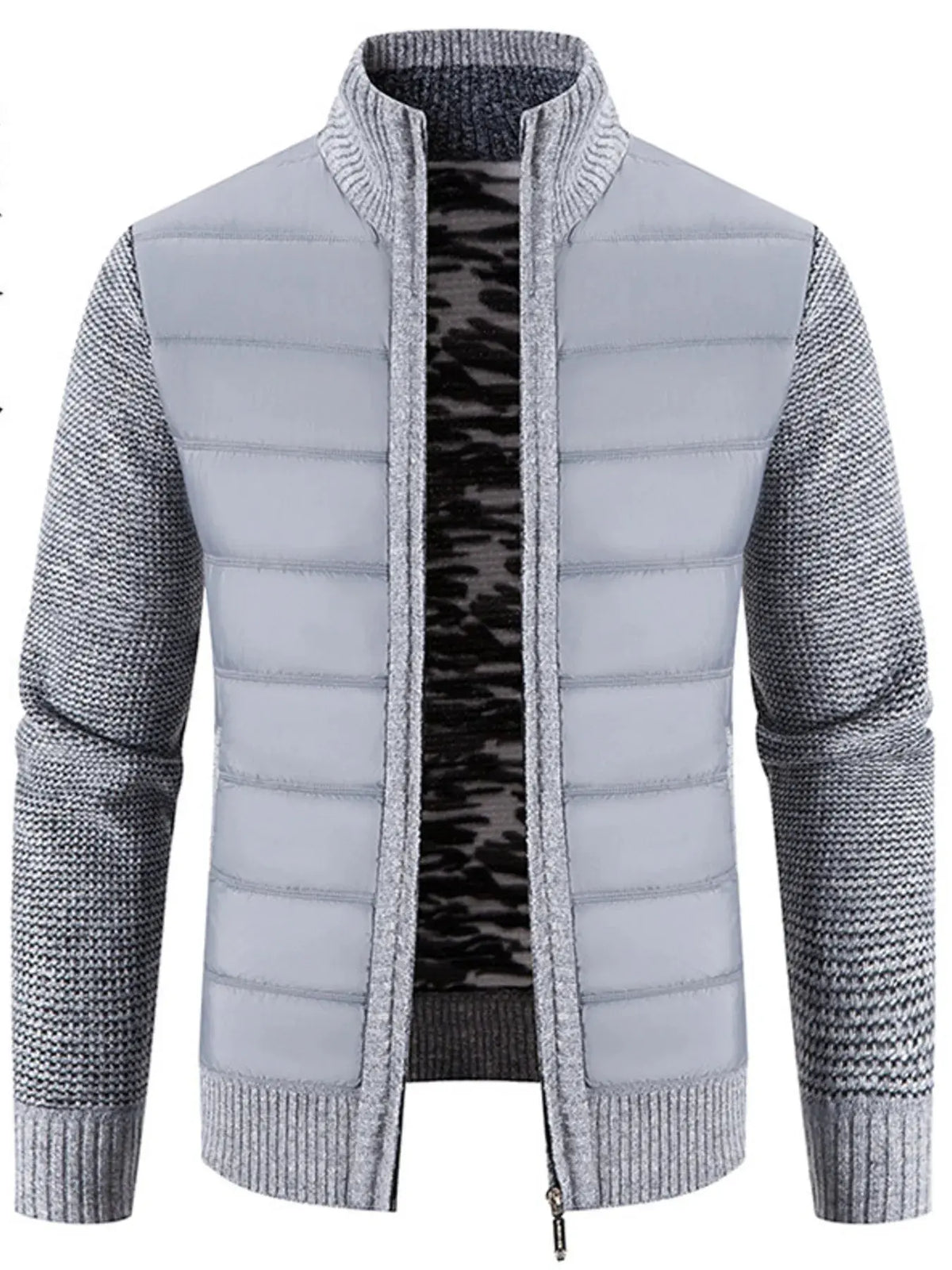 Men’s Plus Size Quilted Knit Bomber Jacket with Stand Collar | Partner Labels Selection by Partner Label
