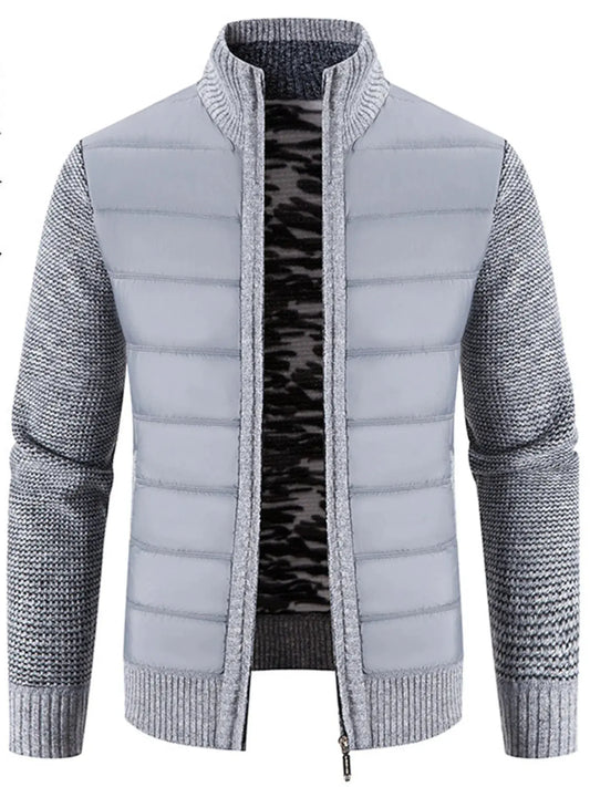 Men’s Plus Size Quilted Knit Bomber Jacket with Stand Collar | Partner Labels Selection by Partner Label