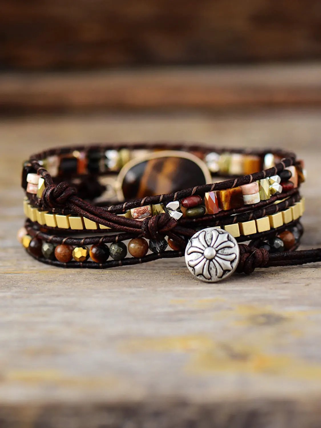 Geometrical Shape Triple-Layer Bracelet by Partner Label