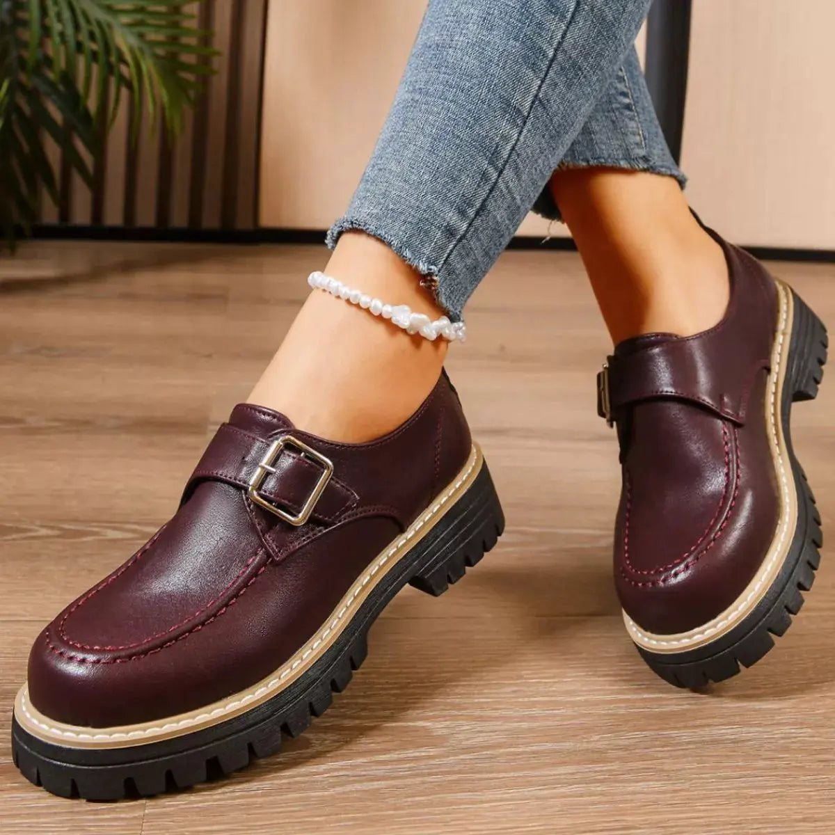 Round Toe Buckle Loafers by Partner Label