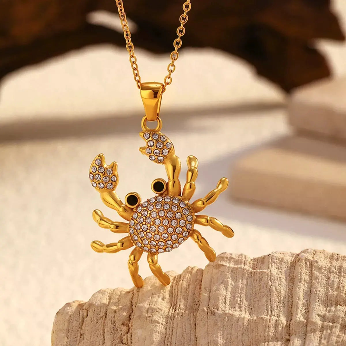 18K Gold-Plated Crab Pendant Necklace by Partner Labels