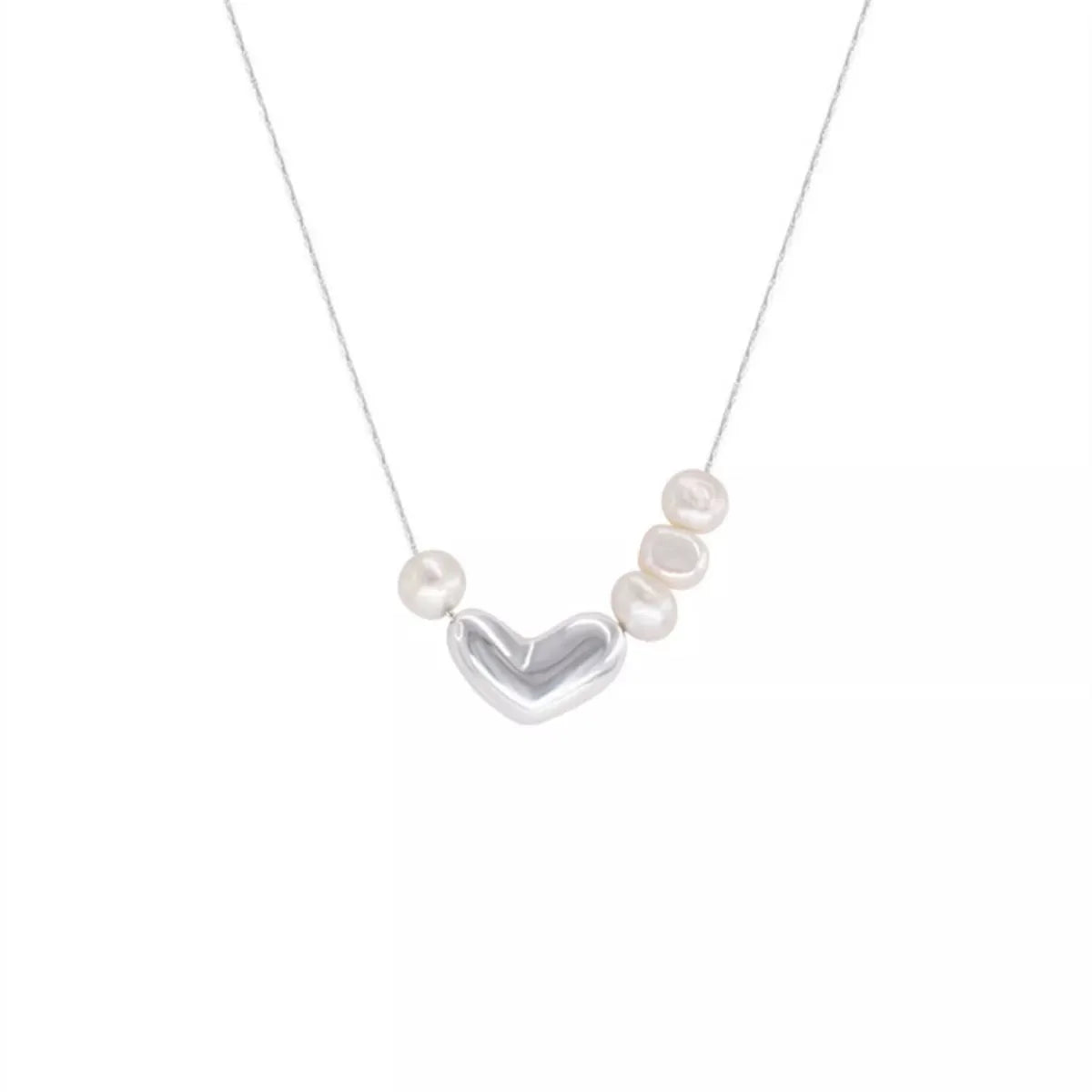 Heart & Pearl Accent Necklace by Partner Labels