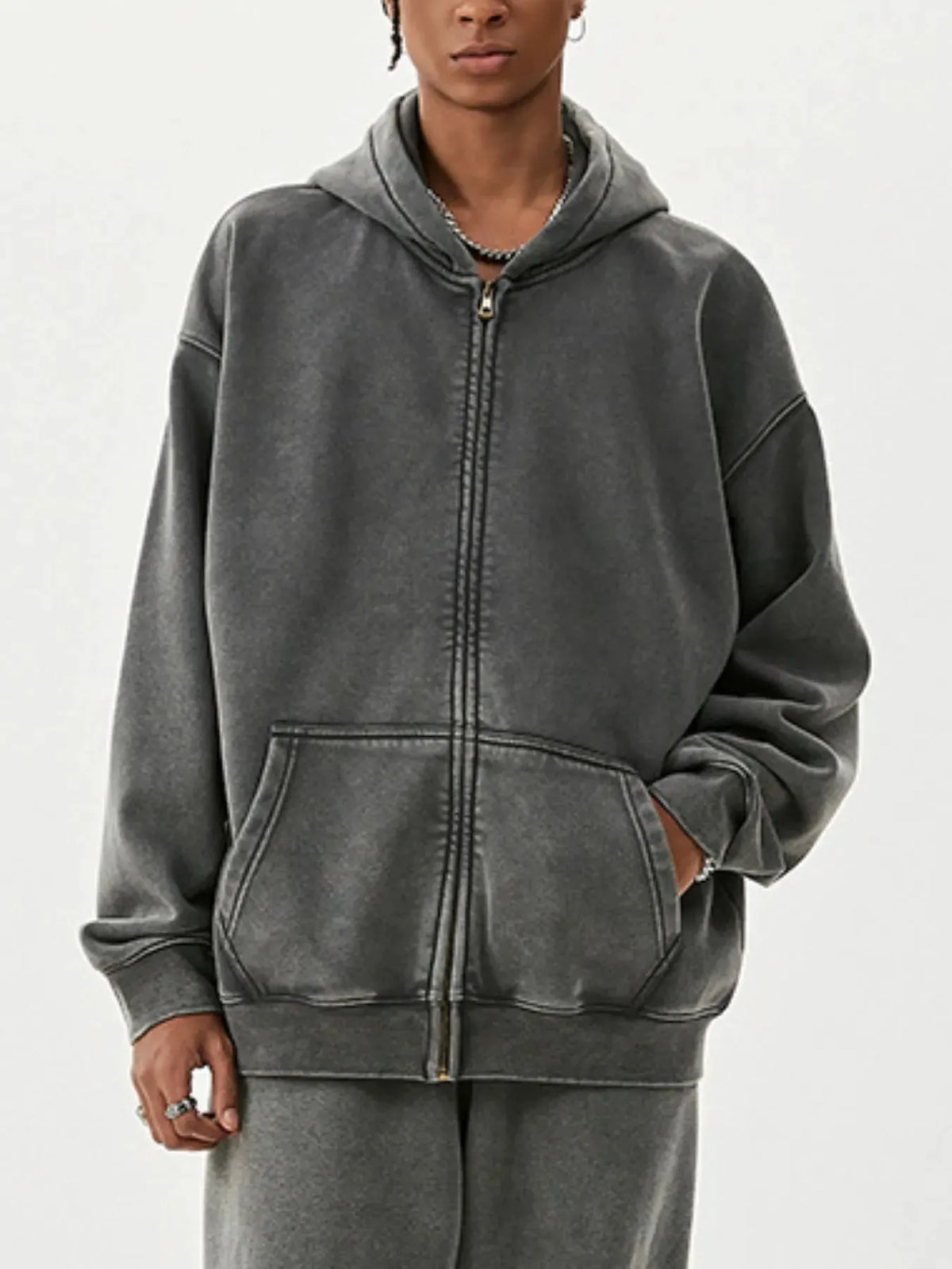 Men's Zip Up Long Sleeve Hoodie by Partner Label