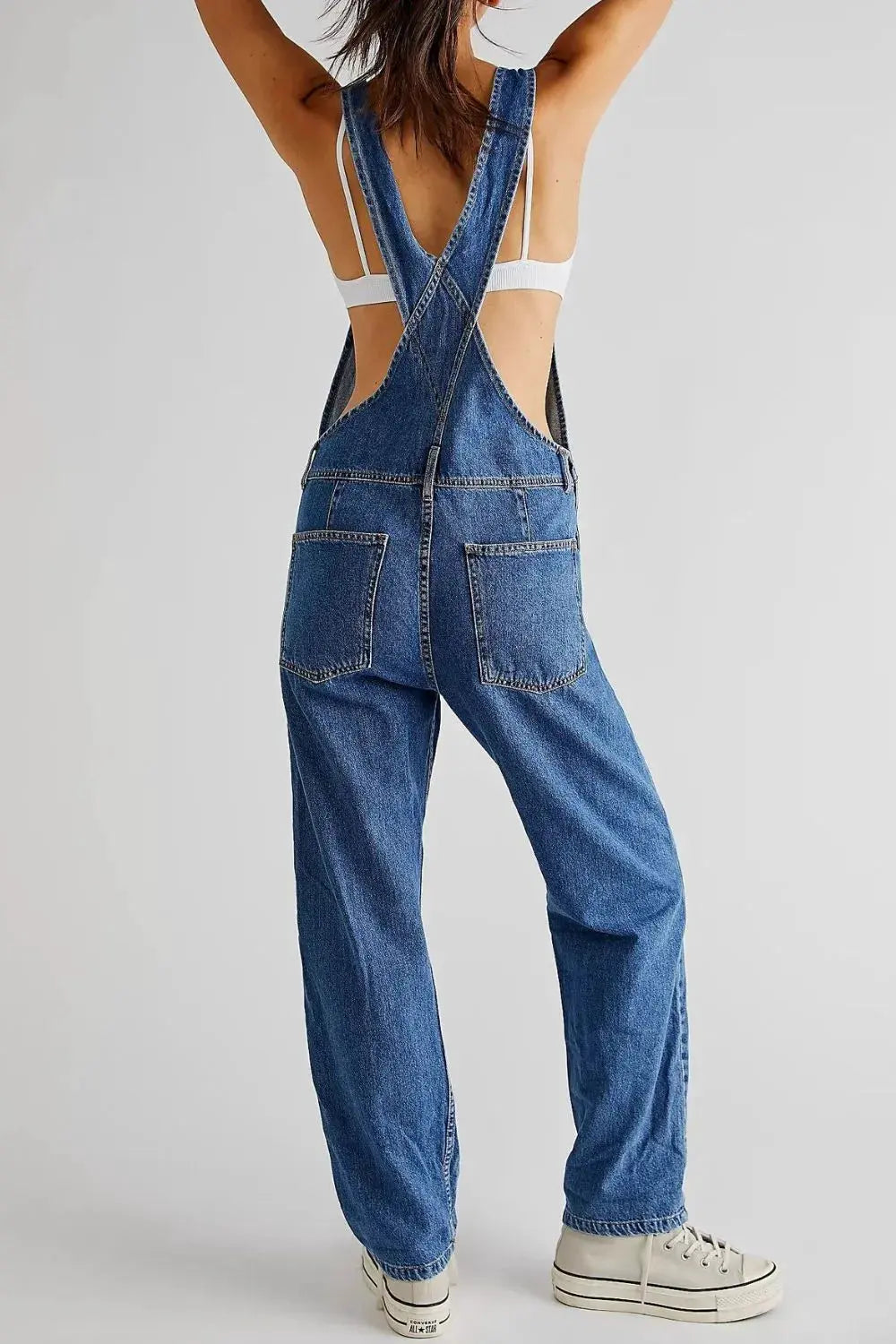 Wide Strap Square Neck Denim Overalls by Partner Labels