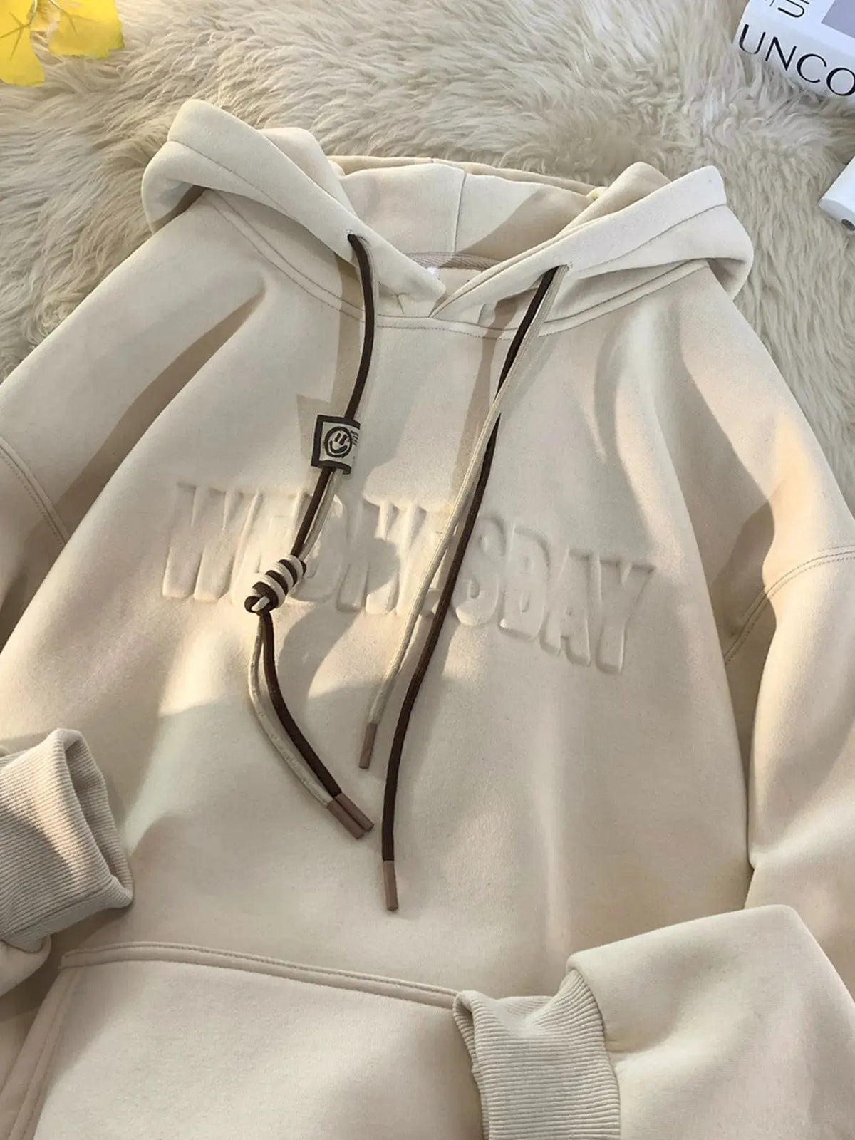 Men's Plus Size Letter Drawstring Long Sleeve Hoodie by Trendsi