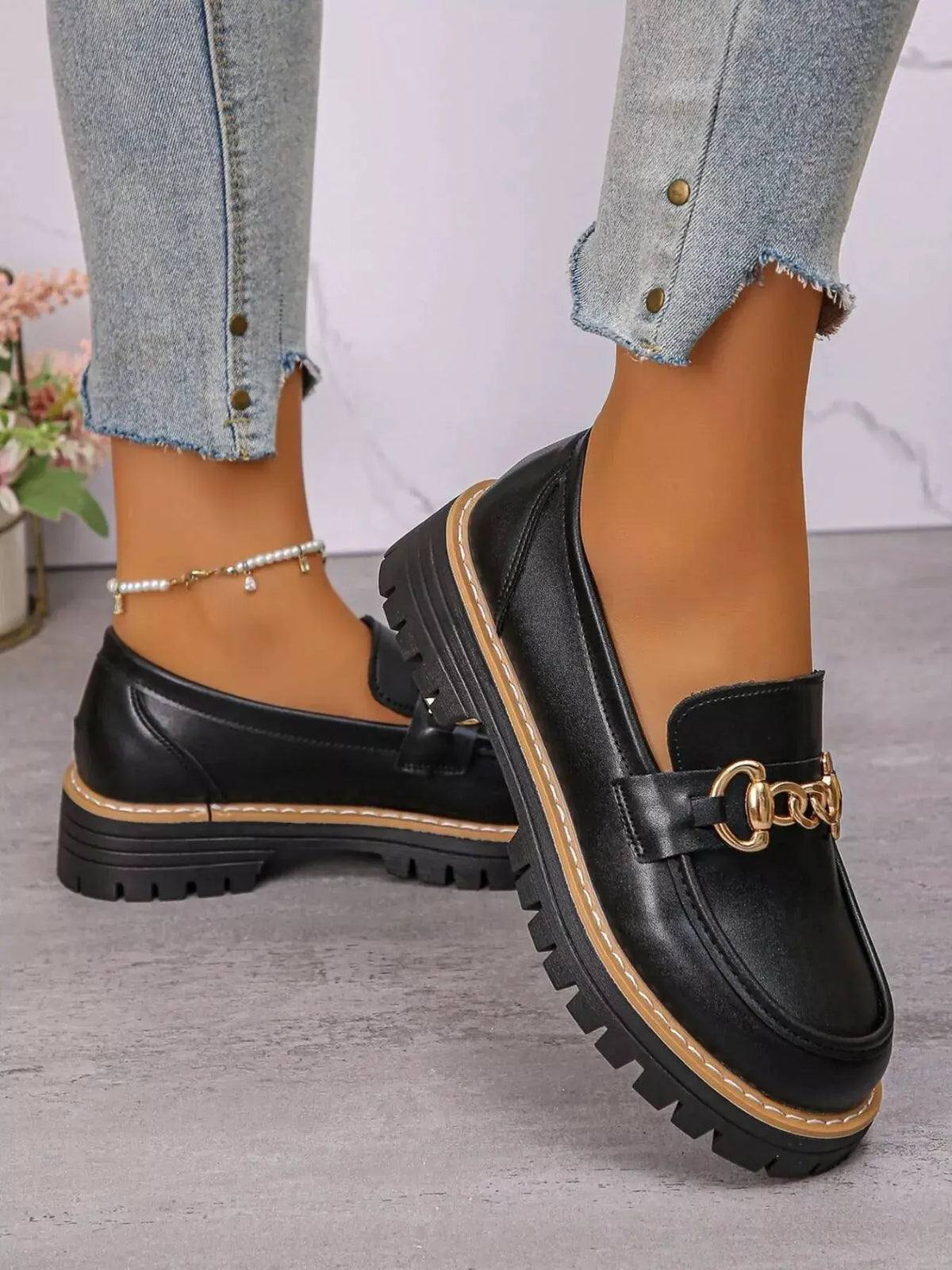 Round Toe Platform Loafers by Partner Label