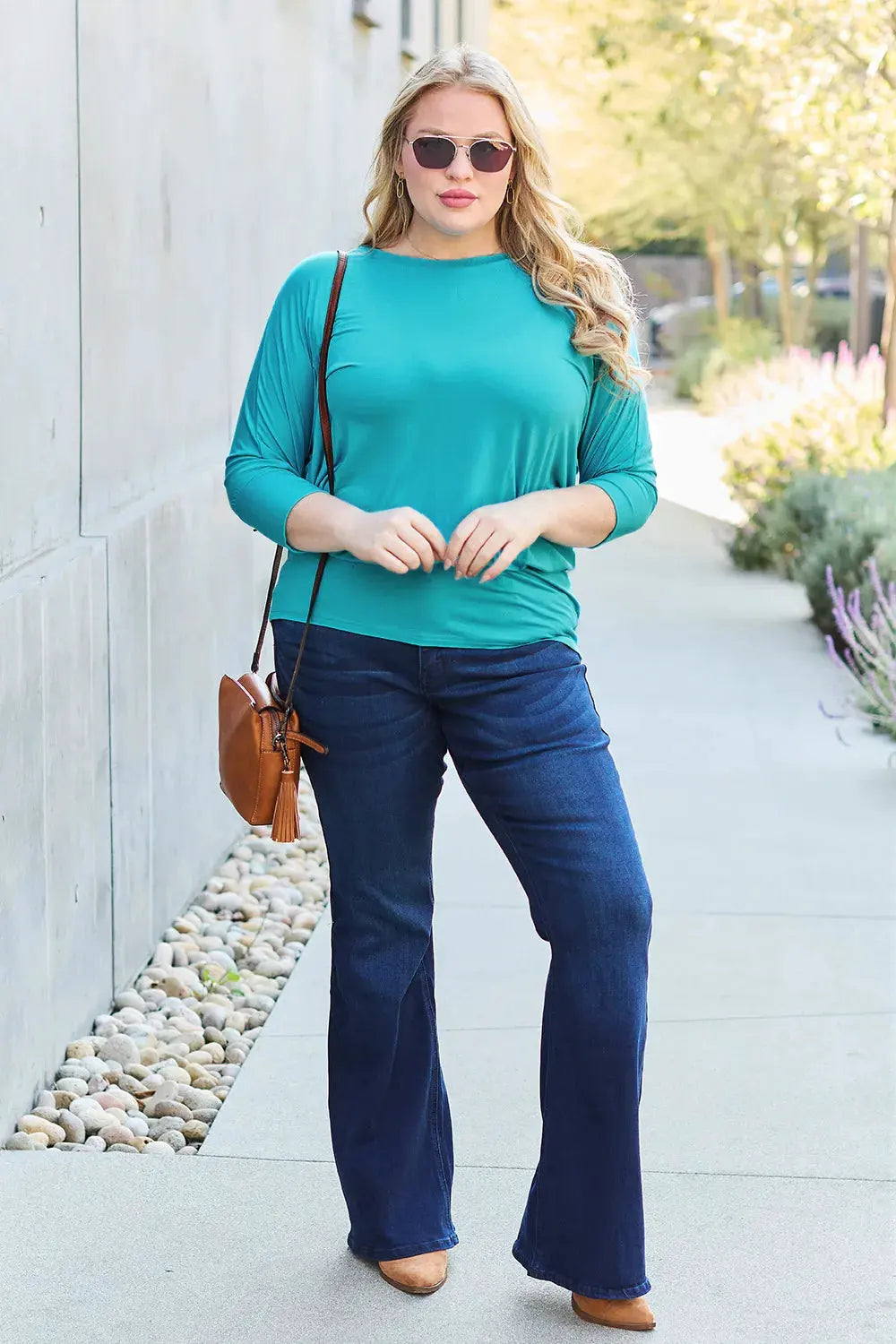 Basic Bae Full Size Round Neck Batwing Sleeve Top by Basic Bae