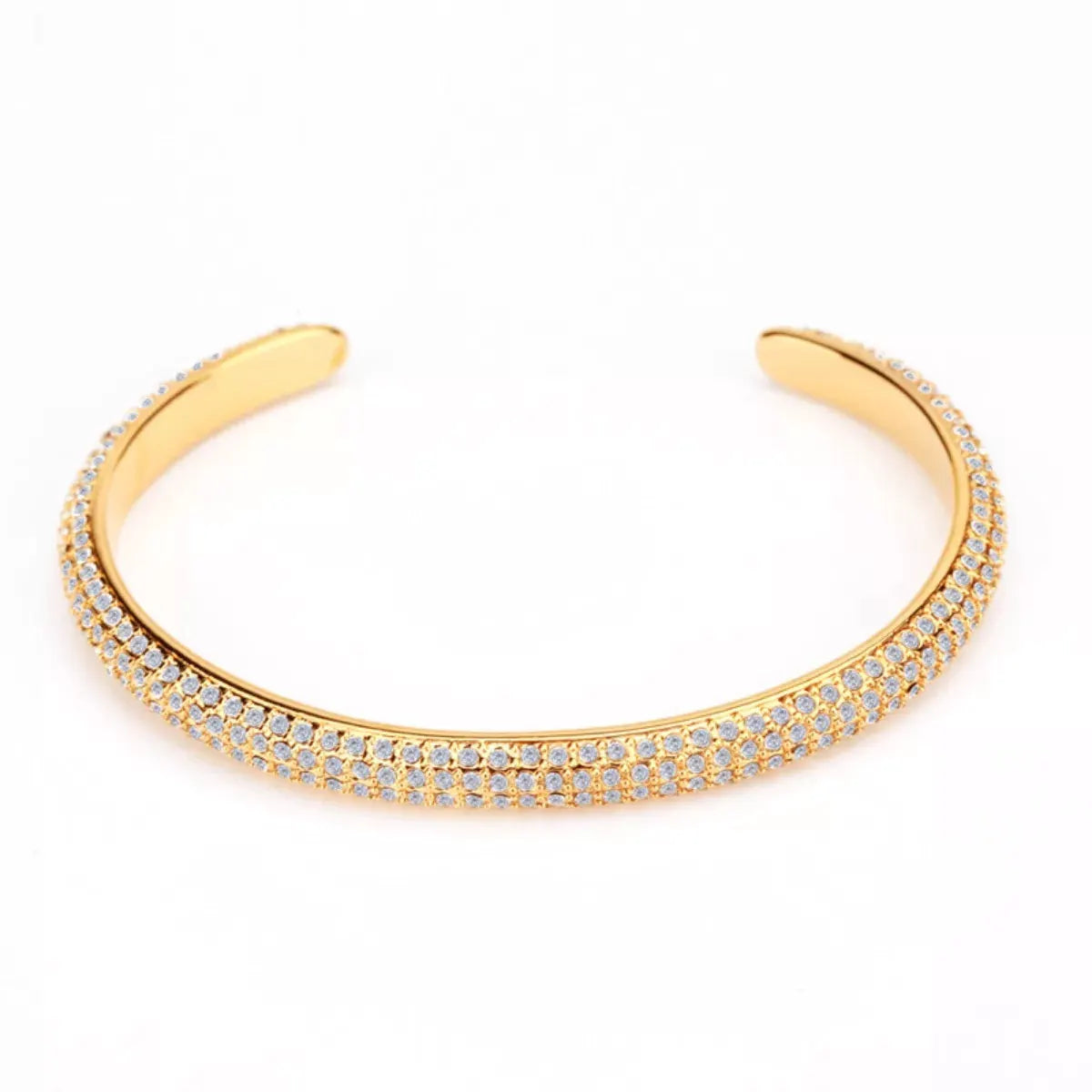 18K Gold-Plated Copper Zircon Open Bracelet by Partner Label