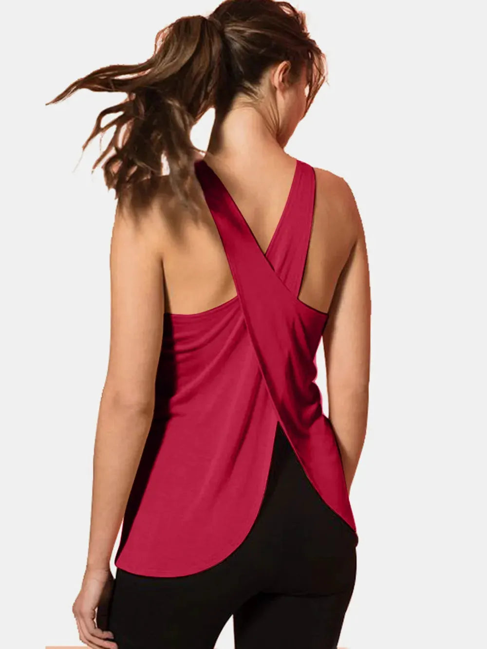 Crisscross Scoop Neck Active Tank by Partner Label