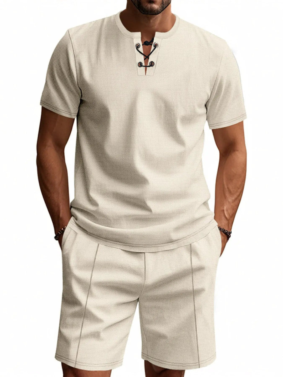 Men's Full Size Casual Short Sleeve Top & Shorts Set Plus Size by Trendsi