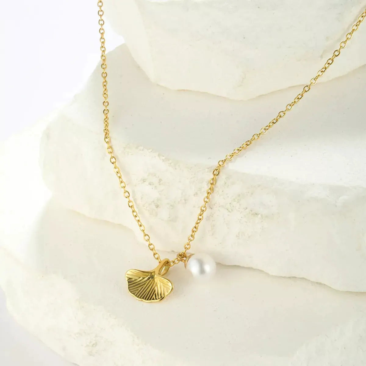 Pearl & Shell Pendant Necklace by Partner Labels