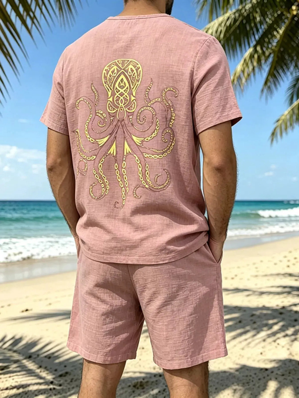 Men's Full Size Round Neck Tee and Shorts Set Plus Size by Trendsi