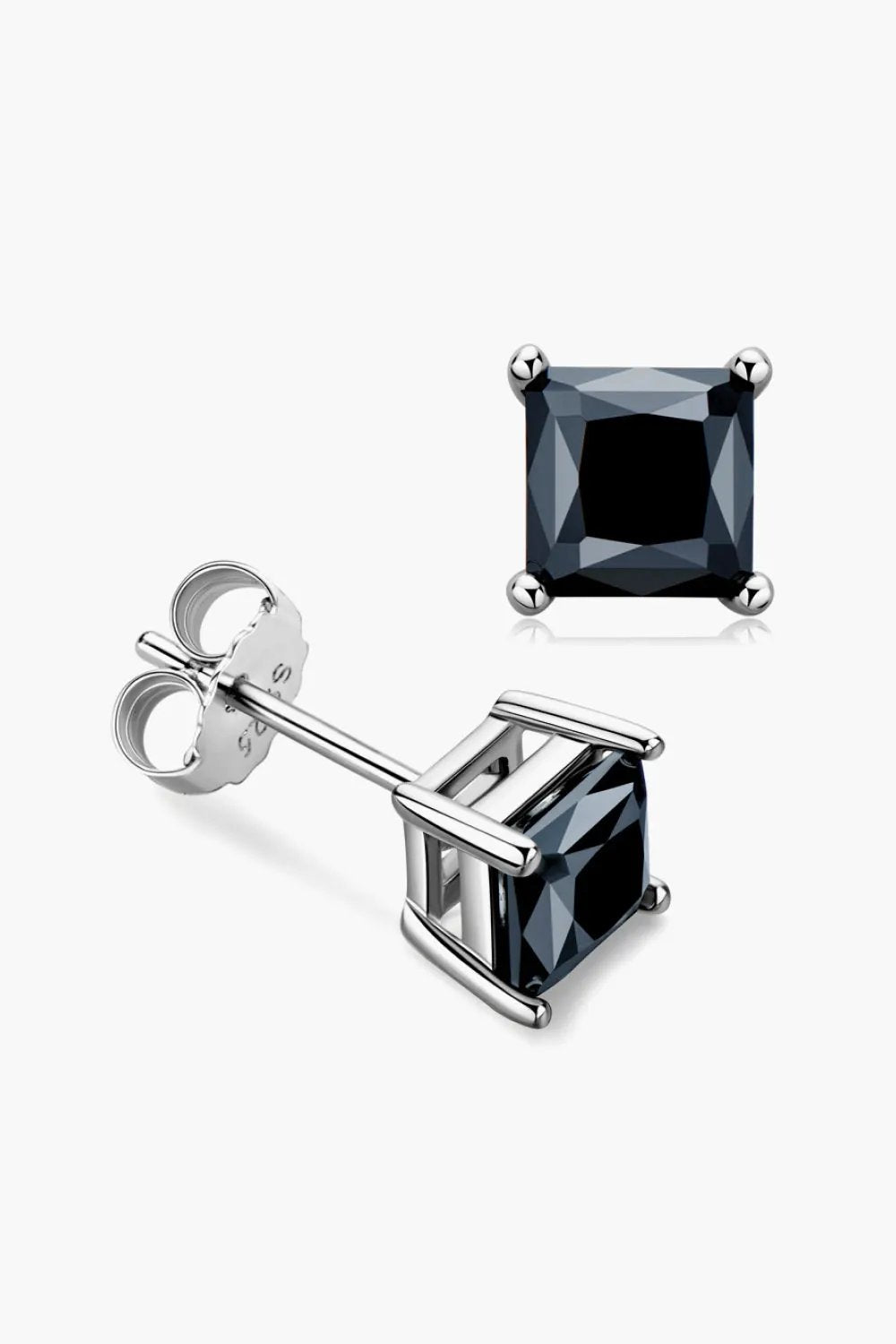 925 Sterling Silver Square Moissanite Stud Earrings by Partner Label