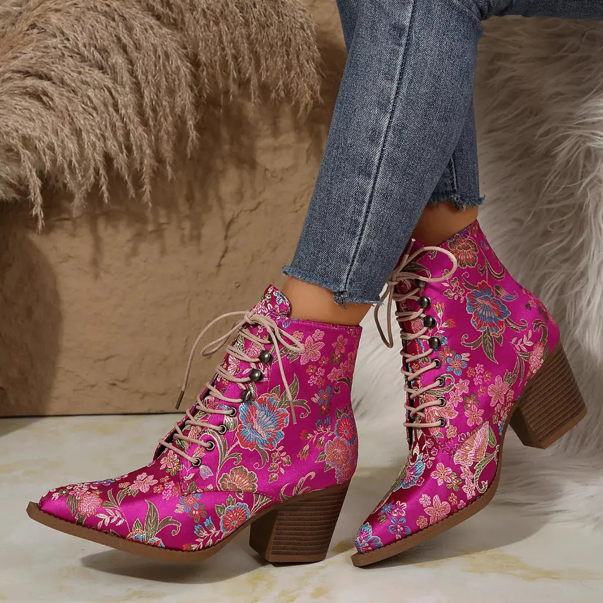 Point Toe Block Heels Boots by Partner Label