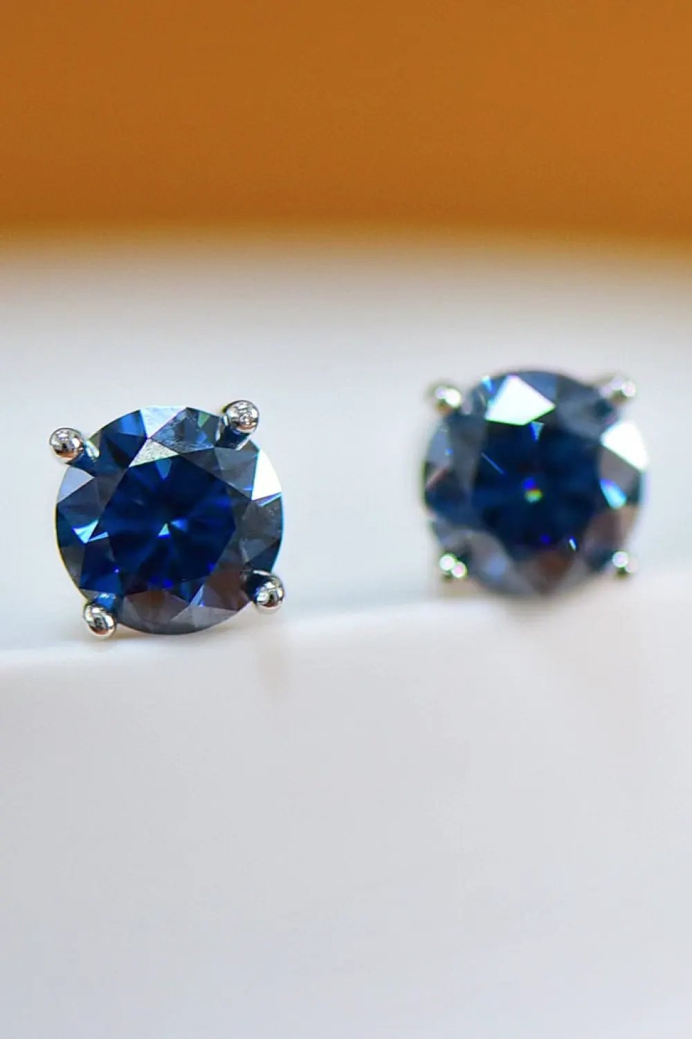 2 Carat Moissanite Four-Prong Platinum-Plated Earrings by Partner Label