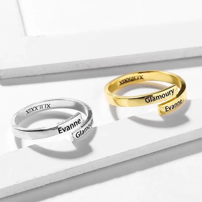 Full Silver 2-Name Ring - sterling silver ring by Maiden-Art