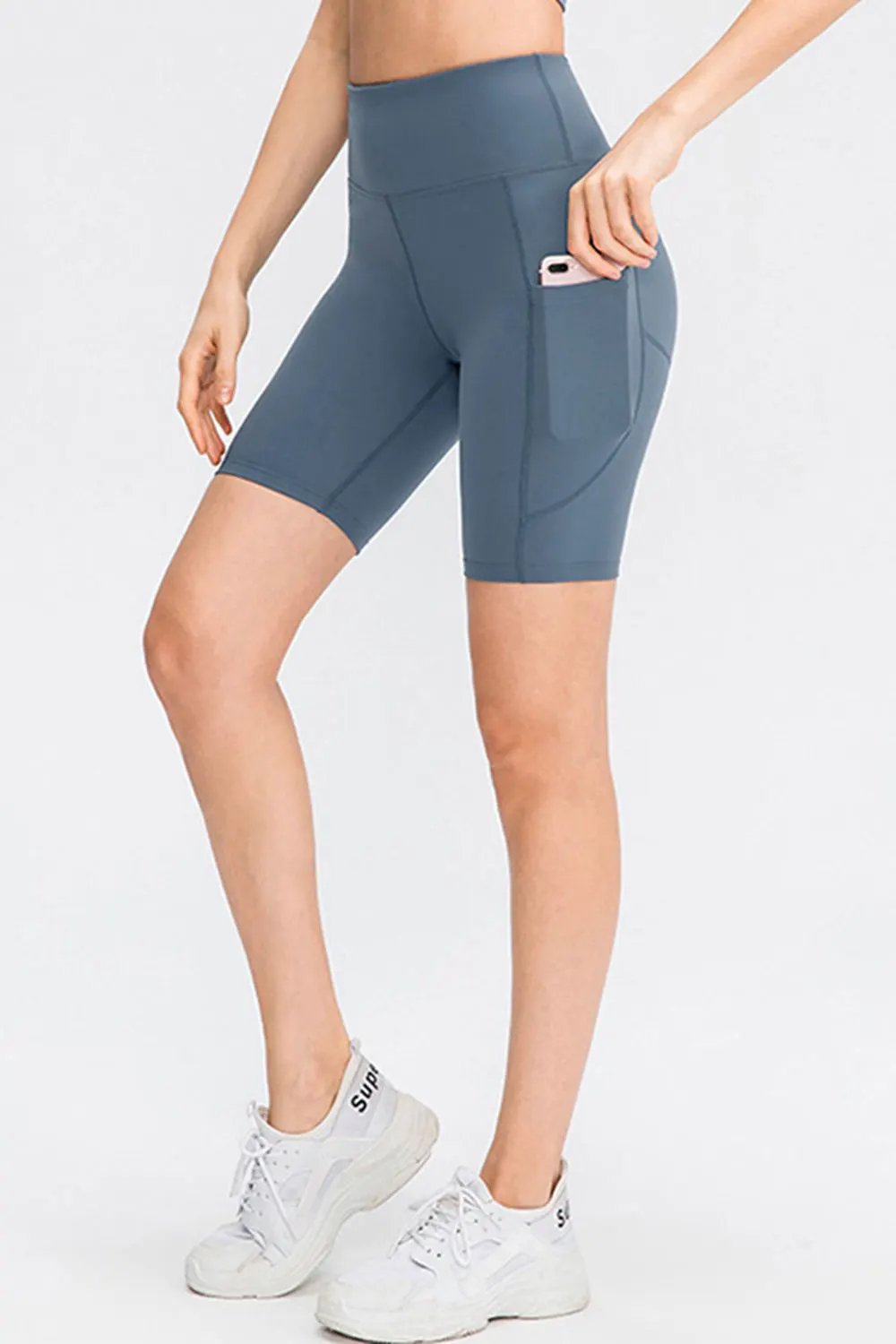 Wide Waistband Sports Shorts with Pockets by Partner Label