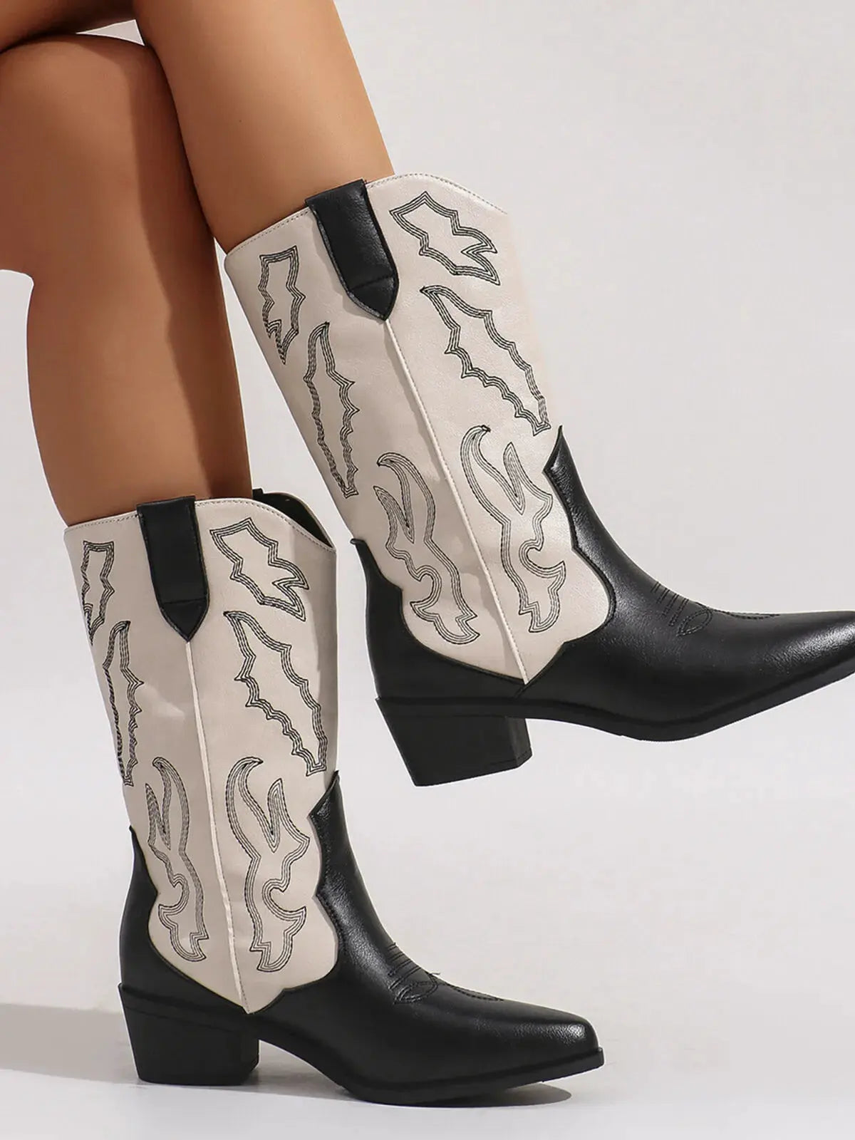 Point Toe Block Heels Boots by Partner Label