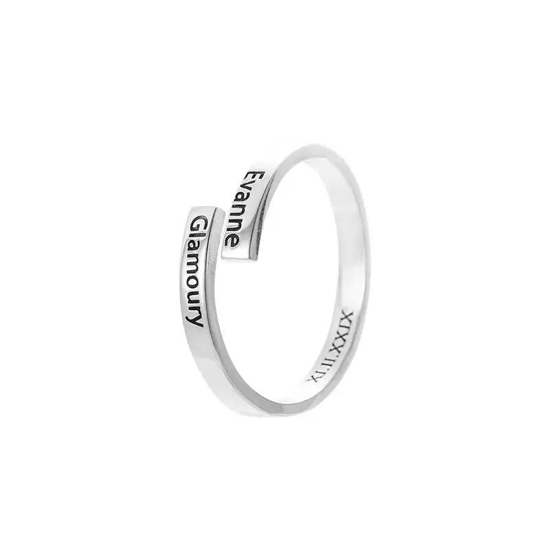 Full Silver 2-Name Ring - sterling silver ring by Maiden-Art